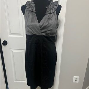 💃 Donna Ricco Silver and Black Sheath Midi Dress